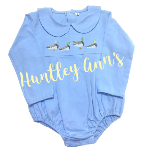 Baby Boy Bubble Mallard Duck baby clothes Peter Pan collar light blue infant outfit cotton knit