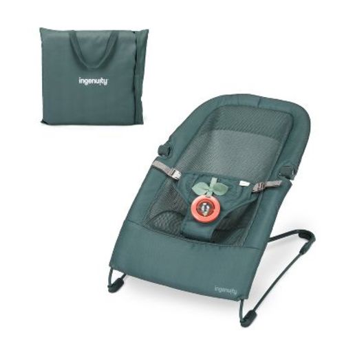 Ingenuity Stow & Go Compact Folding Baby Bouncer and Rocker - Green