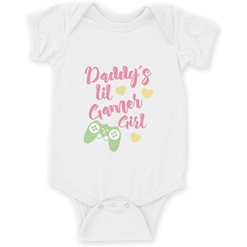Daddy´s Lil Gamer Girl I Style and Comfort for Your Baby I Unisex Short Sleeve White Baby Body Suit I Multiple Sizes