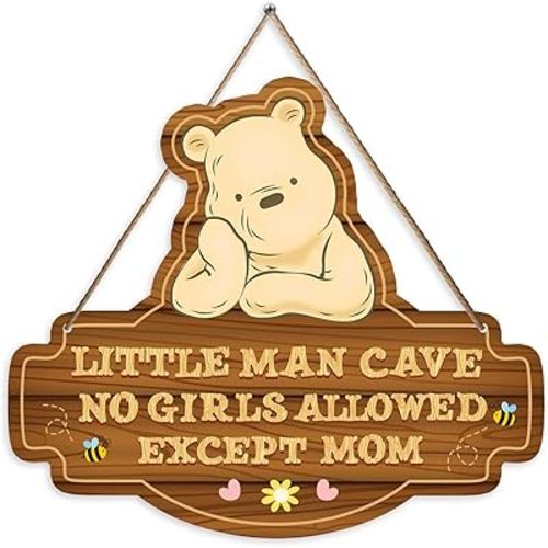 ZsaTuiy Winnie Baby Stuff-the Pooh Decor-Pooh Nursery Decor-Little Girl Room Deor-Girls Bedroom Decor-Winnie Wall Decor,Girl Cave Sign-Decoration Hanging for Kids Room & Door