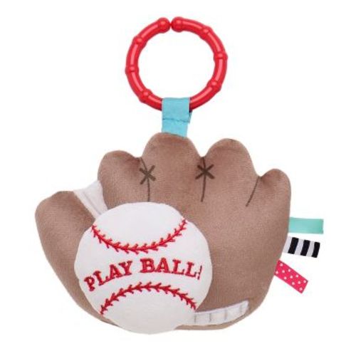 Magic Years 8 inch Baseball Pull and Jiggle Plush Activity Toy with Rattle
