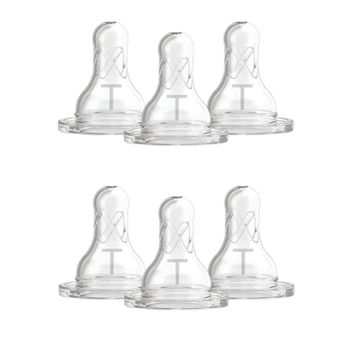 Dr. Brown’s Level T Narrow Baby Bottle Nipple, Slower Flow Rate for Infants, 100% Silicone Bottle Nipple, BPA Free, 0m+ – 6-Pack