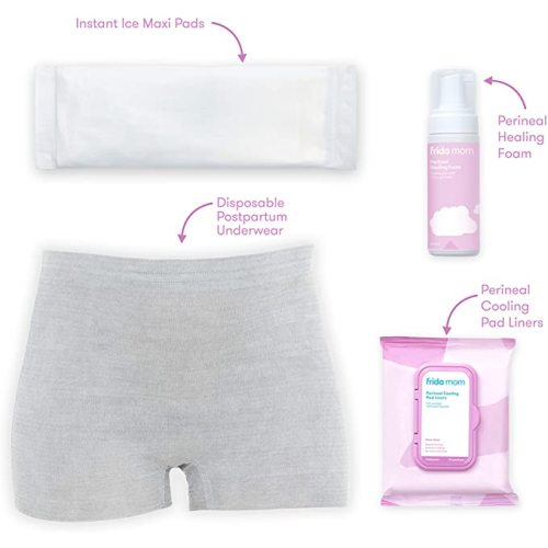 Frida Mom Postpartum Recovery Essentials Kit | Disposable Underwear, Ice Maxi Absorbency Pads, Cooling Witch Hazel Medicated Pad Liners, Perineal Medicated Healing Foam (11 PIECE SET)