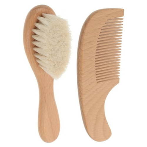 Comb Brush Set Baby Grooming Bath Brush Comb Wool Scalp Scrubber Wooden 14.30X4.50X0.80CM
