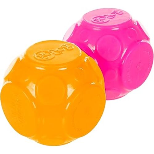 goDog 2-Pack Silent Squeak Ball Dog Toy Set, for Light to Moderate Chewers - Orange/Pink, 2-Pack
