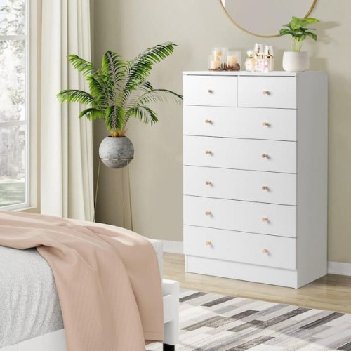White 7-Drawer 25. 98 in. Wide Chest of Drawers