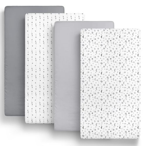 The Peanutshell Gray Celestial Galaxy Microfiber Sheet Sets, Crib, Washable (4 Pieces )