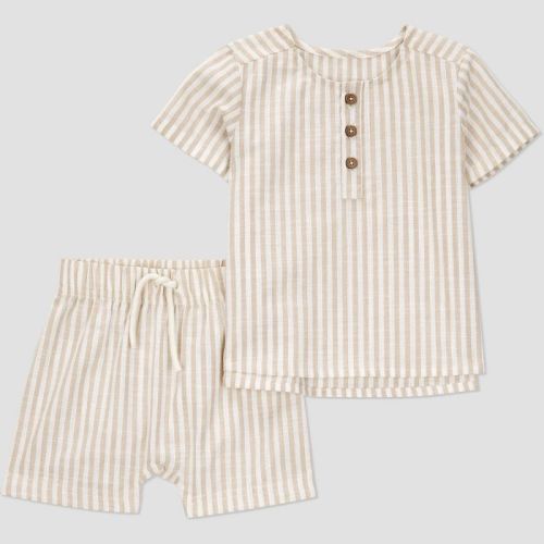Carter's Just One You®️ Baby Boys' Striped Top & Bottom Set - Brown 6m