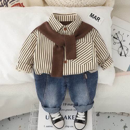 Baby 2-Piece Striped Denim Fashion Set