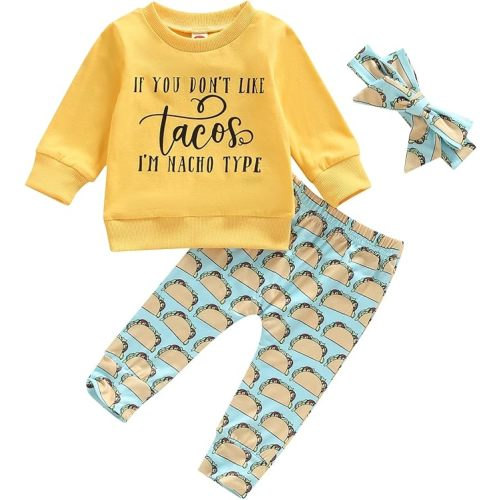 3Pcs Baby Girl Outfits Daisy Sweatshirt + Pants + Headband Infant Fall Winter Clothes