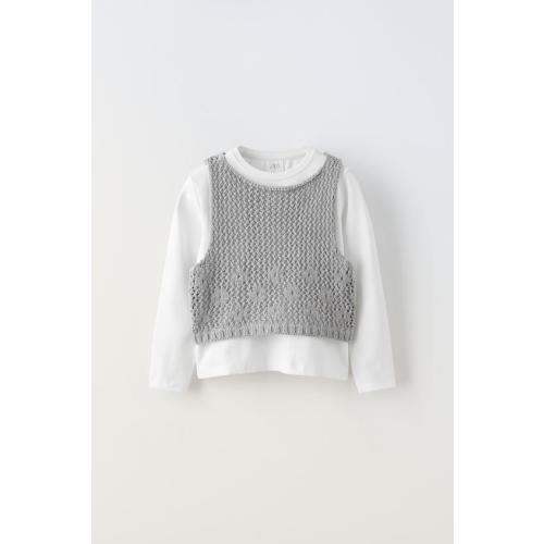 KNIT VEST T-SHIRT