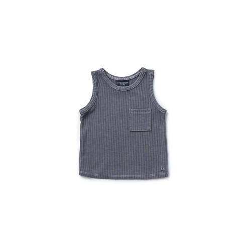 Acid Wash Ribbed Tank - Black