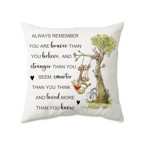 KISJO You're Braver Than You Believe Pillow Cover - Throw Pillow Cover Case Square Couch Pillow Cover Inspirational Sofa Bedroom Throw Pillow Gift for Daughter Son Kids Christmas 18''x18''