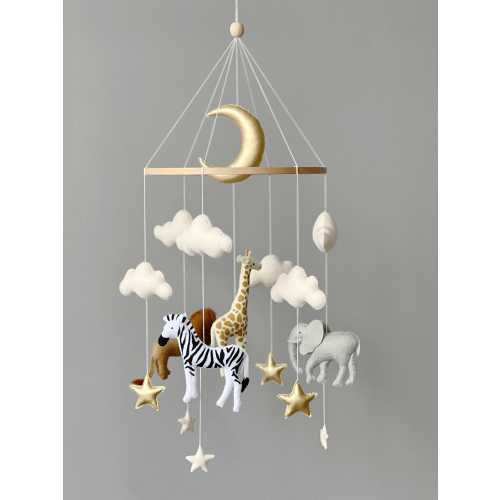 Gender neutral Safari baby mobile, safari crib mobile, jungle cot mobile, nursery mobile with giraffe,lion,elephant  safari cot mobile