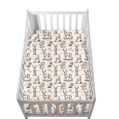 Backwood Bucks Brown Crib Sheet