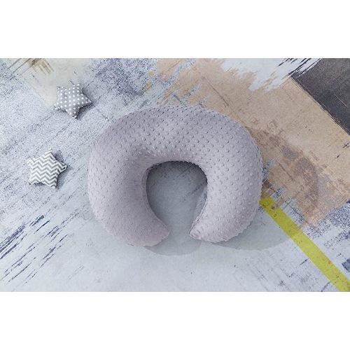 Nursing Pillow and Positioner Breastfeeding and Bottle Feeding, Propping Baby, Tummy Time, Sitting Support, with Removable Polyester Cover, dots Fabric, for Baby Boy Baby Girl (Rose Gray)