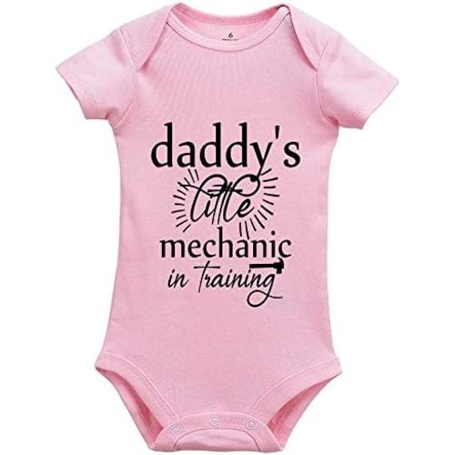 Daddy's Little Mechanic Baby Short Sleeve Bodysuits Newborn Sleepers Girl and Boy Clothes