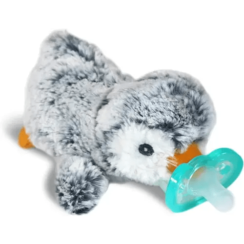 RaZbaby RaZbuddy JollyPop Pacifier Holder w/ Removable Baby Pacifier - 0m+ - BPA Free - Penguin