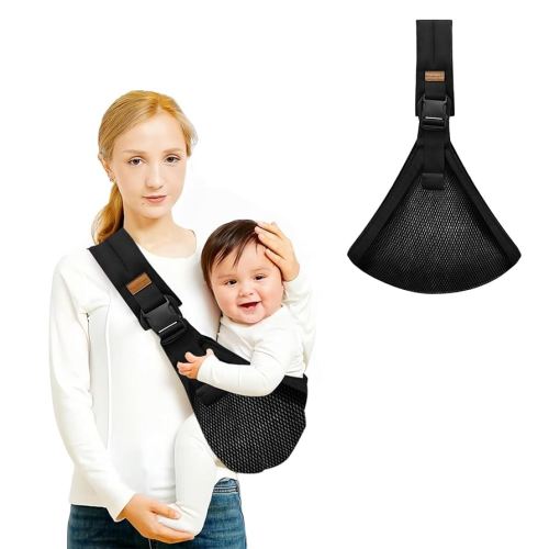 Baby Sling Carrier,Baby Carrier Newborn to Toddler,Adjustable and Lightweight Toddler Carrier(10-30lbs),Baby Sling with Safety Buckle(Mesh,Black)