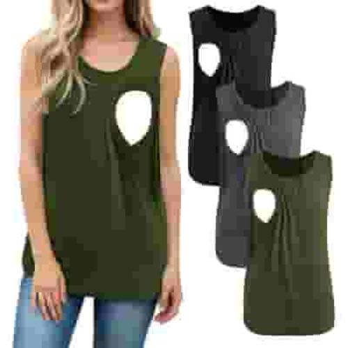 Smallshow Women's Maternity Nursing Tank Top Ruched Breastfeeding Clothes 3-Pack