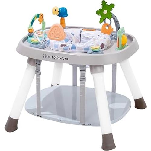 Time Followers® 4-in-1 Baby Activity Center | 3 Stage Grow Stationary Standing Toddler Play Table | Tummy Time,Exersaucer, Jumpers & Bouncers | Babies Essential for Baby Ages 6M+