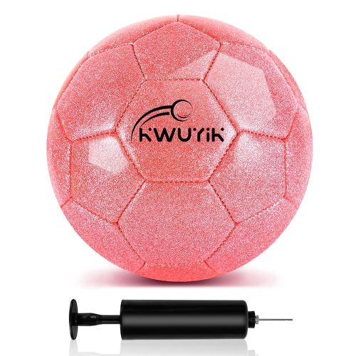 Size 3 4 5 Glitter Pink Gold Purple Soccer Ball Set with Pump Youth Soccer Ball for Kids Aged 4-6 6-8 8-12 Toddler Soccer Ball Soft Training Ball Practice for Teens Children Adults Boys Girls