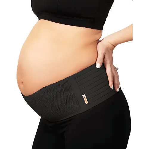 AZMED Maternity Belly Band for Pregnant Women - Breathable Pregnancy Belly Support Band for Abdomen - Adjustable Maternity Belt - Belly Bands for Pregnant Women - Pregnancy Support Belt (Black)