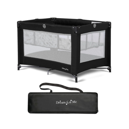 Dream On Me Zazzy Portable Playard with Bassinet in Black, Lightweight Packable and Easy Setup Baby Playard with Mattress and Travel Bag