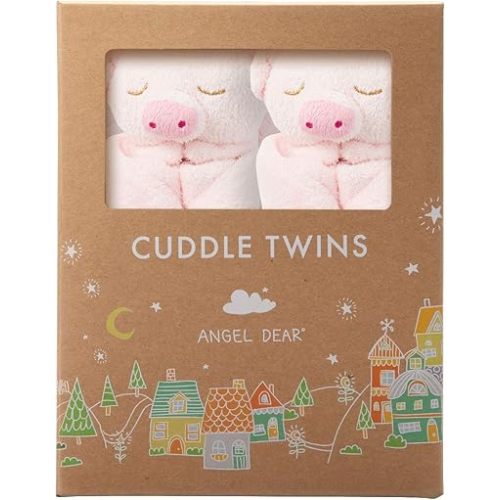 Angel Dear - Pink Piggy, Cuddle Twins Blankie Set