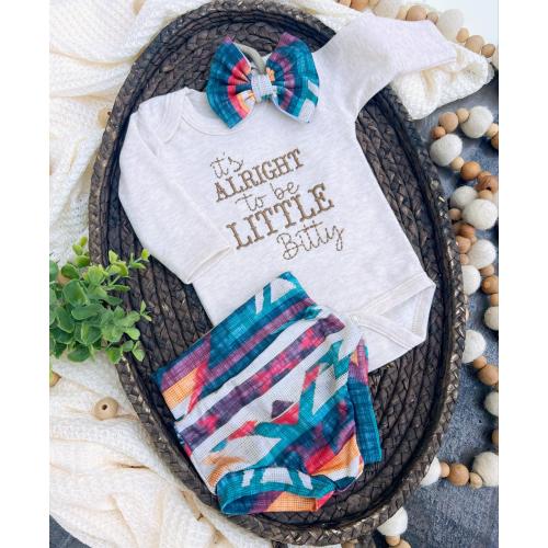 Baby Girl Cowgirl Outfit with Bummies, Its alright to be little Baby Girl Outfit, Going Home Newborn Baby Outfit Western Farm baby, Hospital
