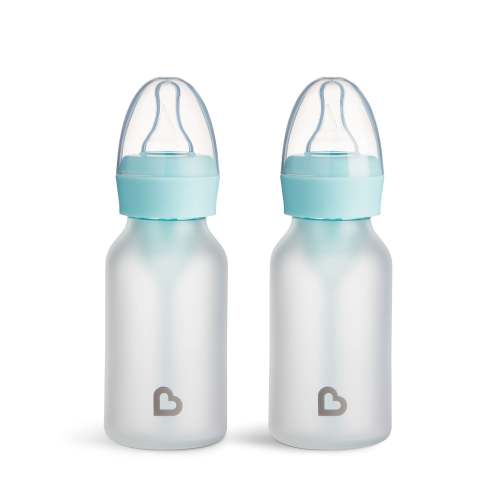 Munchkin Bond® Silicone Glass Bottle, 2-Pack - Blue / 4 Ounce