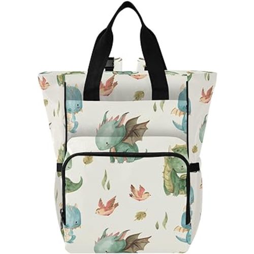 xigua Watercolor Dragon Diaper Bag Backpack Multi Function Baby Changing Bags Waterproof Large Capacity Travel Back Pack for Mom Dad
