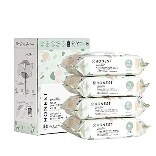 The Honest Company Clean Conscious Wipes | 99% Water, Compostable, Plant-Based, Baby Wipes | Hypoallergenic, EWG Verified | Geo Mood, 288 Count - 72 Count (Pack of 4)