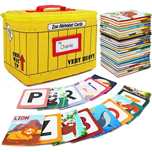 Zoo Alphabet Cards | Soft Alphabet Flash Cards, Educational Early Learning Infant Toys for Babies Infants Toddlers Boys Girls Kids Over 0 1 2 3 Years Old | My First ABC Animal Cloth Cards