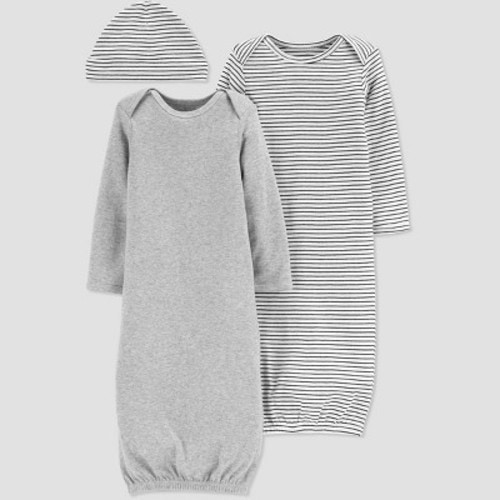 Carter's Just One You® Baby Girls' 2pk Gown and Hat - Gray 3M