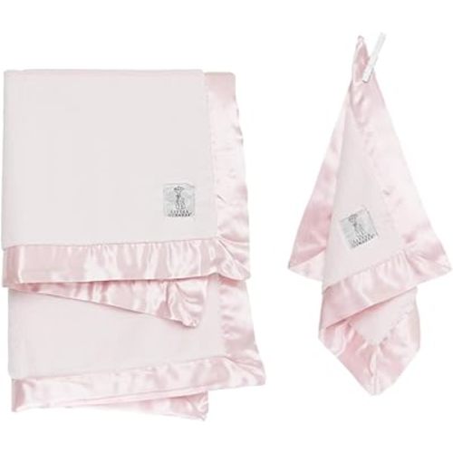 Little Giraffe Luxe Baby Blanket Bundle - 2 Piece Newborn Essentials & Gifting Set with Satin Trim - Ultra Soft Faux Fur Baby Blankets in Pink - Stroller, Nursery, and Everyday Comfort