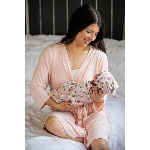 Matching Robe and Swaddle Set,Hospital Set,Hospital Robe,Maternity Robe,Floral Swaddle,Mom to Be,Baby Gift,Baby Girl,Mommy and Me,Blanket