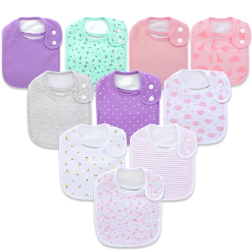 Hakochia Baby Bibs Organic Cotton Super Soft and Absorbent With Adjustable Snap for Baby Boys and Girls