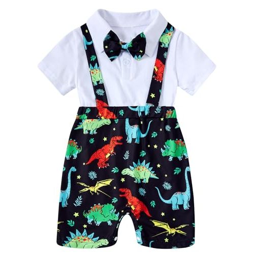 BFUSTYLE Baby Boy Clothes 2 in 1 Outfits 0-24 Months Romper Short Sleeve Infant Bodysuit with Bowtie