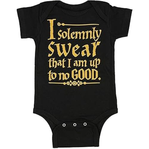 Harry Potter Unisex Baby Up To No Good One Piece Bodysuit - Black (6 Months)