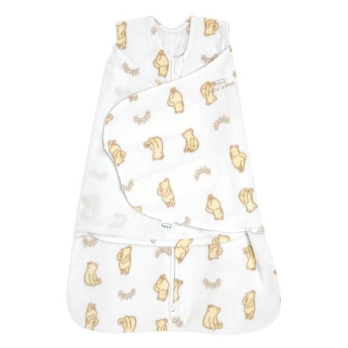HALO Micro-Fleece Sleepsack Swaddle, 3-Way Adjustable Wearable Blanket, TOG 3.0, Sunshine Winnie, Newborn, 0-3 Months