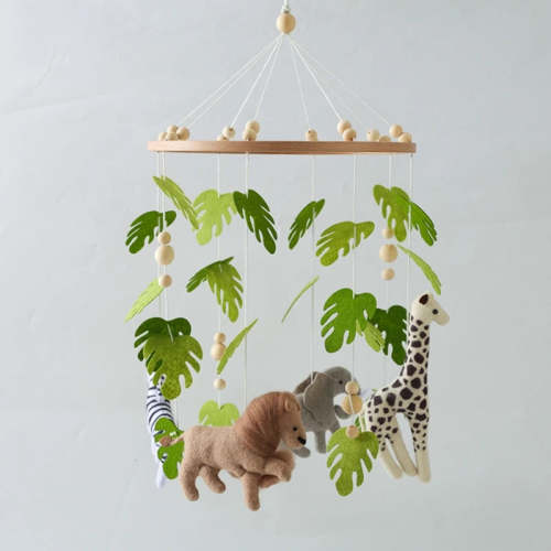 Sleepy Time Felt Mobiles - Jungle Animals & Bright Palms