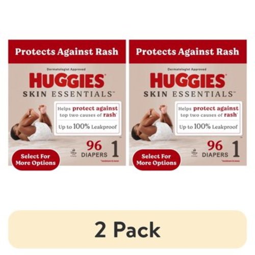 (2 pack) Huggies Skin Essentials Baby Diapers, Size 1 (8-14 lbs), 96 Ct (Select for More Options)