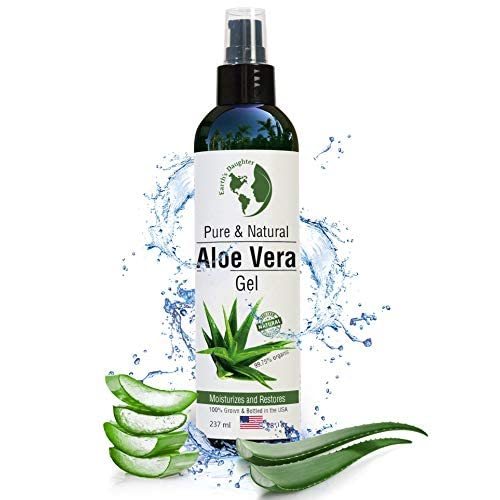 Earth's Daughter Organic Aloe Vera Gel from 100% Pure and Natural Cold Pressed Aloe - Great for Face - Hair - Acne - Sunburn - Bug Bites - Rashes - Eczema - 8 Oz.