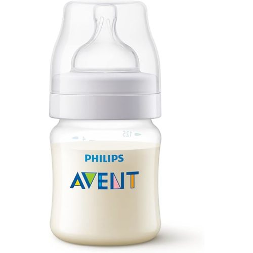 Philips Avent Anti-Colic Baby Bottle, Slow Flow 1 Nipple, 0m+, 4oz, 3 Pack, Clear, BPA-free, SCY100/03
