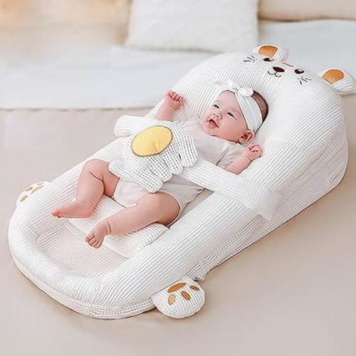 2025 Baby Lounger Pillow, Nursing Pillow, Infant Breastfeeding Pillows, Reflux Pillow for Baby Breathable with Machine Washable Cover, Newborn Babies Essentials Gifts
