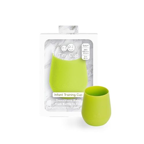ezpz Tiny Cup (Lime) - 100% Silicone Training Cup for Infants - 4 months + - Designed by a Pediatric Feeding Specialist - Baby-led Weaning Essentials & Baby Gifts