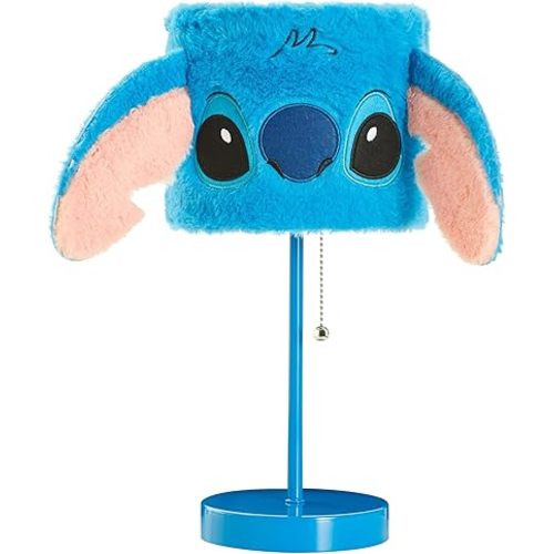 Idea Nuova Disney Stitch Plush Table Lamp,15.5" Figural Lamp with Soft Shade & Pull Chain,Kids Bedroom or Nursery Nightstand Light,Blue