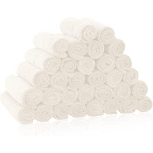 32 Pack Baby Washcloths - Luxury Coral Fleece - Extra Absorbent and Soft Wash Clothes for Newborns, Infants and Toddlers - Suitable for Sensitive Skin and New Born - Baby Shower - Cream, 10x10 Inch