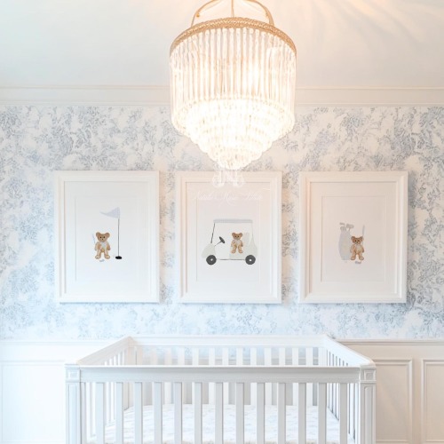 Teddy Bear Golf Nursery Prints: Blue Gingham Decor (Digital Download)